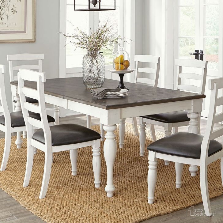 The appearance of Bourbon County Rectangular Extension Dining Table In Off-White and Dark Brown designed by Sunny Design in the country / farmhouse interior design. This off white piece of furniture  was selected by 1StopBedrooms from Bourbon County Collection to add a touch of cosiness and style into your home. Sku: 1015FC. Table Base Style: Legs. Material: Wood. Product Type: Dining Table. Table Top Shape: Rectangular. Size: 84". Image1