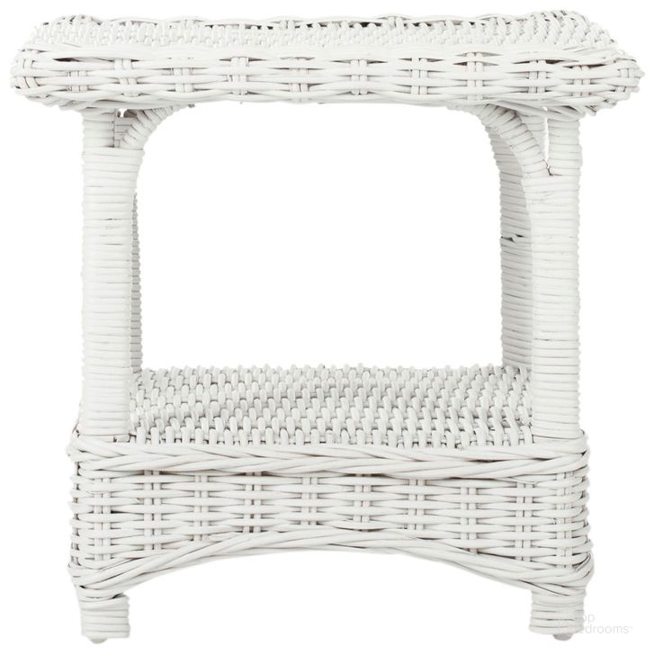 The appearance of Bowen White Rattan Side Table designed by Safavieh in the country / farmhouse interior design. This white piece of furniture  was selected by 1StopBedrooms from Safavieh FOX Collection to add a touch of cosiness and style into your home. Sku: FOX6531B. Product Type: Accent Table. Material: Rattan. Image1