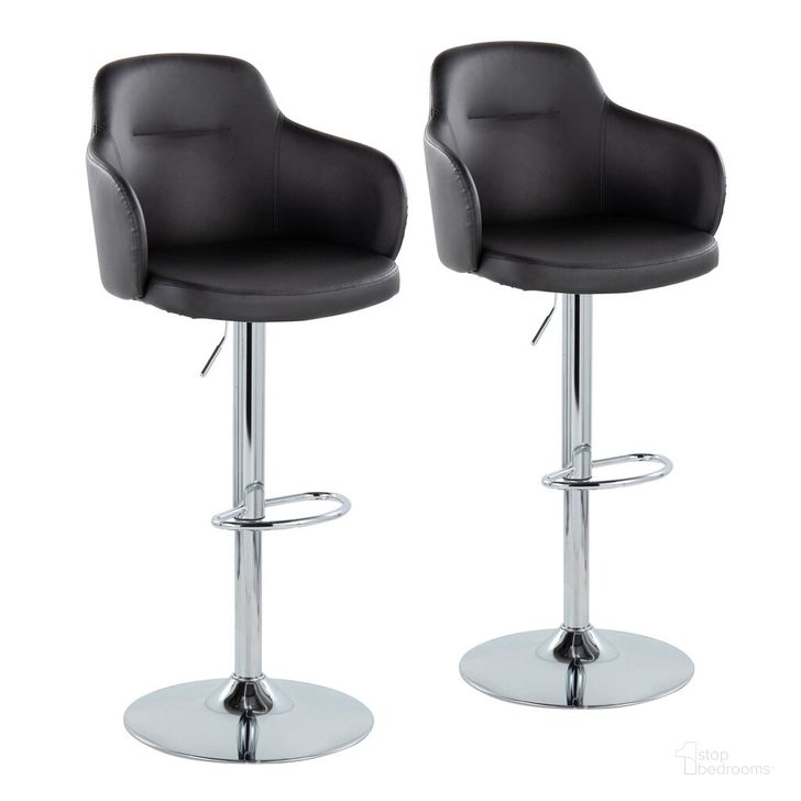 The appearance of Boyne Adjustable Barstool Set of 2 In Black designed by Lumisource in the modern / contemporary interior design. This black piece of furniture  was selected by 1StopBedrooms from Boyne Collection to add a touch of cosiness and style into your home. Sku: BS-BOYNEPU-OV2 CHRBK2. Material: Leather. Product Type: Barstool. Image1