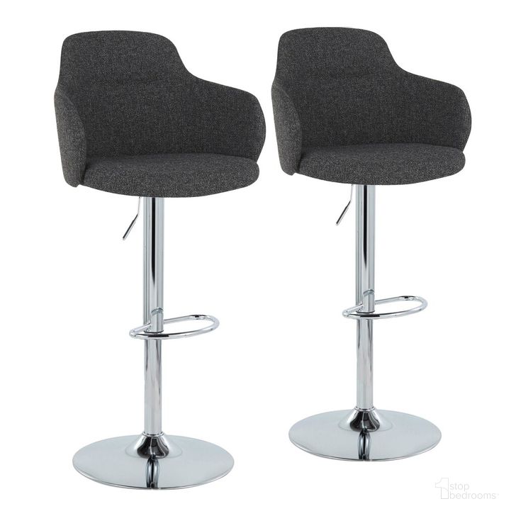 The appearance of Boyne Adjustable Barstool Set of 2 In Dark Grey designed by Lumisource in the modern / contemporary interior design. This dark grey piece of furniture  was selected by 1StopBedrooms from Boyne Collection to add a touch of cosiness and style into your home. Sku: BS-BOYNEFB-OV2 CHRDGY2. Material: Metal. Product Type: Barstool. Image1