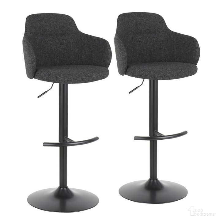 The appearance of Boyne Adjustable Barstool Set of 2 In Grey designed by Lumisource in the industrial interior design. This grey piece of furniture  was selected by 1StopBedrooms from Boyne Collection to add a touch of cosiness and style into your home. Sku: BS-BOYNEUP2-SWVRT BKDY2. Material: Polyester. Product Type: Barstool. Image1