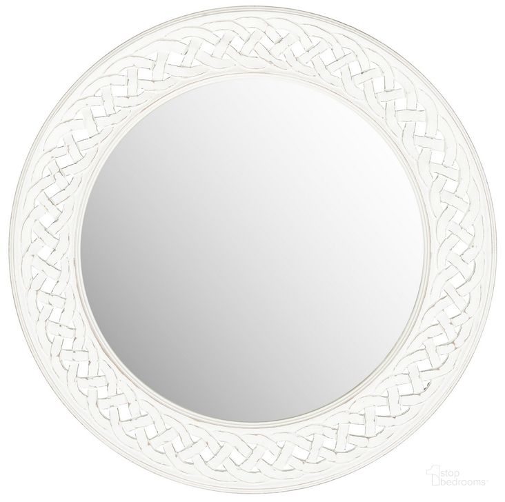 The appearance of Braided Chain Mirror in White designed by Safavieh in the modern / contemporary interior design. This white piece of furniture  was selected by 1StopBedrooms from Braided Collection to add a touch of cosiness and style into your home. Sku: MIR5005D. Product Type: Mirror. Image1