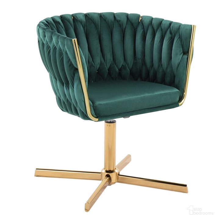 The appearance of Braided Renee Swivel Accent Chair In Green designed by Lumisource in the modern / contemporary interior design. This green piece of furniture  was selected by 1StopBedrooms from Renee Collection to add a touch of cosiness and style into your home. Sku: CHR-BRDRENEEV-XPED1 AUGN1. Material: Metal. Product Type: Swivel Chair. Image1