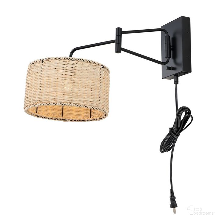 The appearance of Bramley 21 Inch Natural and Black Wall Sconce Set of 2 with and Usb Port designed by Safavieh in the modern / contemporary interior design. This black piece of furniture  was selected by 1StopBedrooms from Bramley Collection to add a touch of cosiness and style into your home. Sku: SCN4076B-SET2. Material: Metal. Product Type: Wall Sconce. Image1