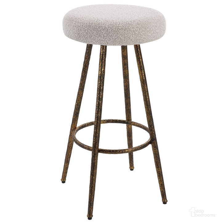 The appearance of Braven Fabric Counter Stool In White designed by Uttermost in the  interior design. This white piece of furniture  was selected by 1StopBedrooms from Braven Collection to add a touch of cosiness and style into your home. Sku: 23771. Material: MDF. Product Type: Barstool. Image1