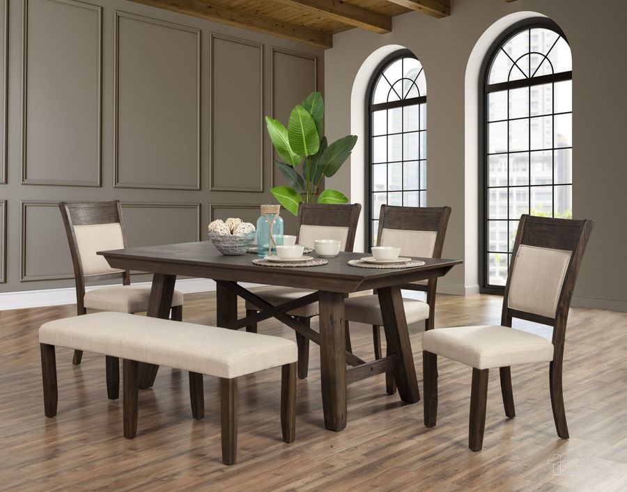 The appearance of Brayden Espresso Dining Room Set designed by Alpine in the transitional interior design. This brown piece of furniture  was selected by 1StopBedrooms from Brayden Collection to add a touch of cosiness and style into your home. Sku: 2019-01;2019-02. Material: Wood. Product Type: Dining Room Set. Image1