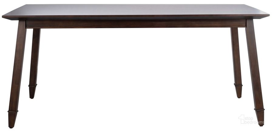 The appearance of Brayson Walnut Rectangle Dining Table designed by Safavieh in the modern / contemporary interior design. This walnut piece of furniture  was selected by 1StopBedrooms from Brayson Collection to add a touch of cosiness and style into your home. Sku: DTB5000B. Table Base Style: Legs. Material: Wood. Product Type: Dining Table. Table Top Shape: Rectangular. Size: 67". Image1