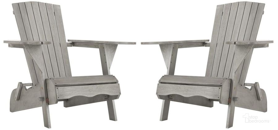 The appearance of Breetel Grey Wash Adirondack Chair Set of 2 designed by Safavieh in the modern / contemporary interior design. This grey piece of furniture  was selected by 1StopBedrooms from Breetel Collection to add a touch of cosiness and style into your home. Sku: PAT7034B-SET2. Material: Steel. Product Type: Chair. Image1