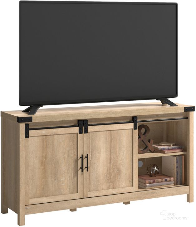 The appearance of Bridge Acre Credenza In Orchard Oak designed by Sauder in the country / farmhouse interior design. This orchard oak piece of furniture  was selected by 1StopBedrooms from Bridge Acre Collection to add a touch of cosiness and style into your home. Sku: 426478. Product Type: Credenza. Material: Engineered Wood. Image1