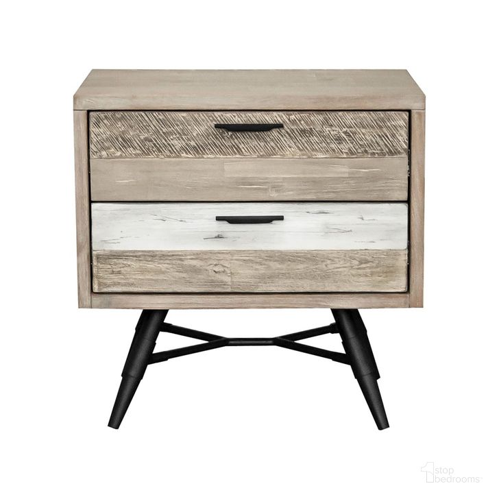 The appearance of Bridges 2 Drawer Nightstand In Two Tone Acacia Wood designed by Armen Living in the modern / contemporary interior design. This two-tone gray piece of furniture  was selected by 1StopBedrooms from Bridges Collection to add a touch of cosiness and style into your home. Sku: LCBRLAGR. Material: Wood. Product Type: Nightstand. Image1