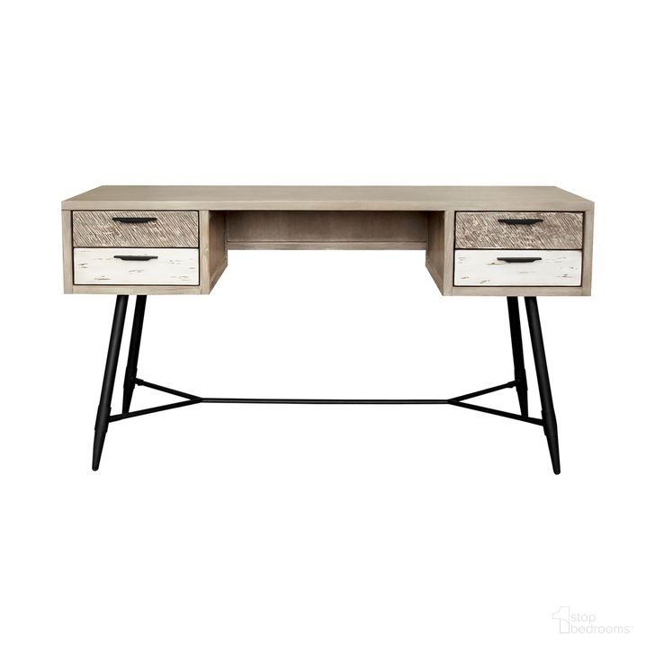 The appearance of Bridges 4 Drawer Desk In Two Tone Acacia Wood designed by Armen Living in the modern / contemporary interior design. This two-tone gray piece of furniture  was selected by 1StopBedrooms from Bridges Collection to add a touch of cosiness and style into your home. Sku: LCBRDEGR. Material: Wood. Product Type: Desk. Image1