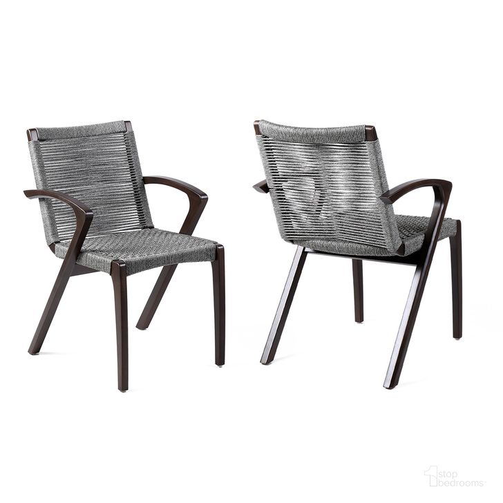 The appearance of Brielle Outdoor Dining Chairs Set of 2 In Gray designed by Armen Living in the modern / contemporary interior design. This gray piece of furniture  was selected by 1StopBedrooms from Brielle Collection to add a touch of cosiness and style into your home. Sku: LCBLSIGR. Material: Wood. Product Type: Outdoor Dining Chair. Image1