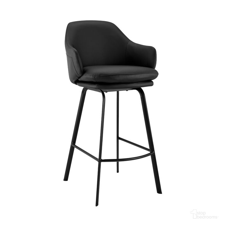 The appearance of Brigden Black Faux Leather and Black Metal Swivel 30 Inch Bar Stool designed by Armen Living in the modern / contemporary interior design. This black piece of furniture  was selected by 1StopBedrooms from Brigden Collection to add a touch of cosiness and style into your home. Sku: LCBRBABLBL30. Material: Metal. Product Type: Barstool. Image1