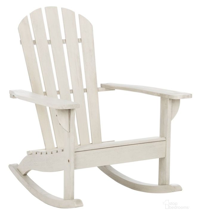 The appearance of Brizio Adirondack Rocking Chair in White designed by Safavieh in the traditional interior design. This white piece of furniture  was selected by 1StopBedrooms from Brizio Collection to add a touch of cosiness and style into your home. Sku: PAT7042C. Material: Wood. Product Type: Outdoor Chair. Image1