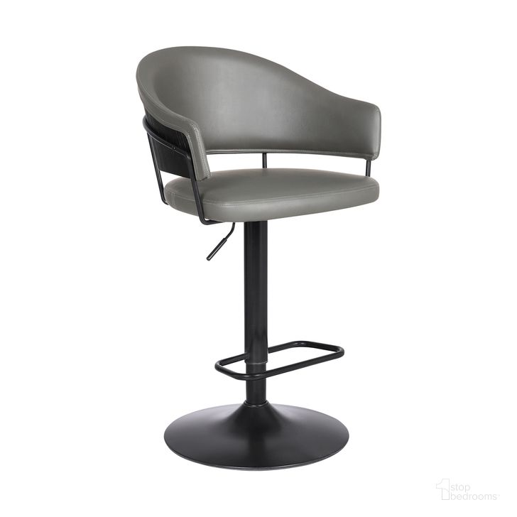 The appearance of Brody Adjustable Height Swivel Gray Faux Leather and Black Wood and Metal Base Bar Stool designed by Armen Living in the modern / contemporary interior design. This gray piece of furniture  was selected by 1StopBedrooms from Brody Collection to add a touch of cosiness and style into your home. Sku: LCBOBABLGR. Material: Steel. Product Type: Barstool. Image1