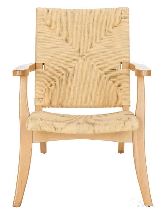 The appearance of Bronn Natural Accent Chair designed by Safavieh in the transitional interior design. This natural piece of furniture  was selected by 1StopBedrooms from Safavieh ACH Collection to add a touch of cosiness and style into your home. Sku: ACH9502A. Material: Wood. Product Type: Accent Chair. Image1