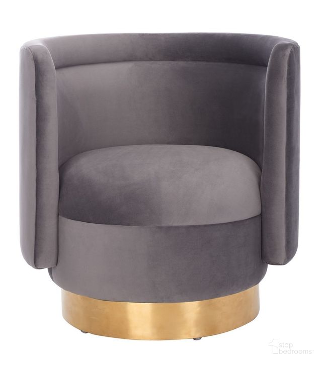 The appearance of Brynlee Swivel Accent Chair In Slate And Gold designed by Safavieh Couture in the glam interior design. This slate and gold piece of furniture  was selected by 1StopBedrooms from Brynlee Collection to add a touch of cosiness and style into your home. Sku: SFV4721A. Material: Wood. Product Type: Accent Chair. Image1