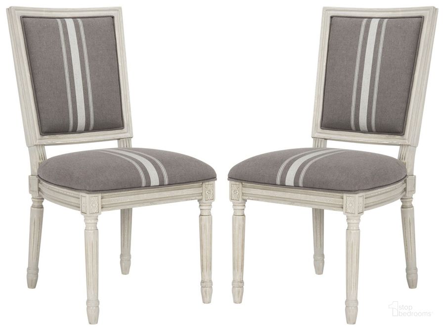 The appearance of Buchanan Beige and Rustic Grey 19 Inch French Brasserie Linen Side Chair Set of 2 designed by Safavieh in the modern / contemporary interior design. This light grey piece of furniture  was selected by 1StopBedrooms from Buchanan Collection to add a touch of cosiness and style into your home. Sku: FOX6229M-SET2. Material: Wood. Product Type: Dining Chair. Image1
