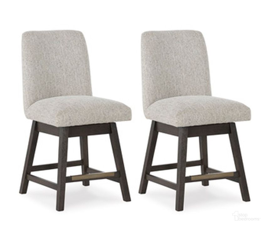 The appearance of Burkhaus Counter Height Barstool Set of 2 In Beige and Dark Brown designed by Signature Design by Ashley in the modern / contemporary interior design. This beige and dark brown piece of furniture  was selected by 1StopBedrooms from Burkhaus Collection to add a touch of cosiness and style into your home. Sku: D984-124. Product Type: Barstool.