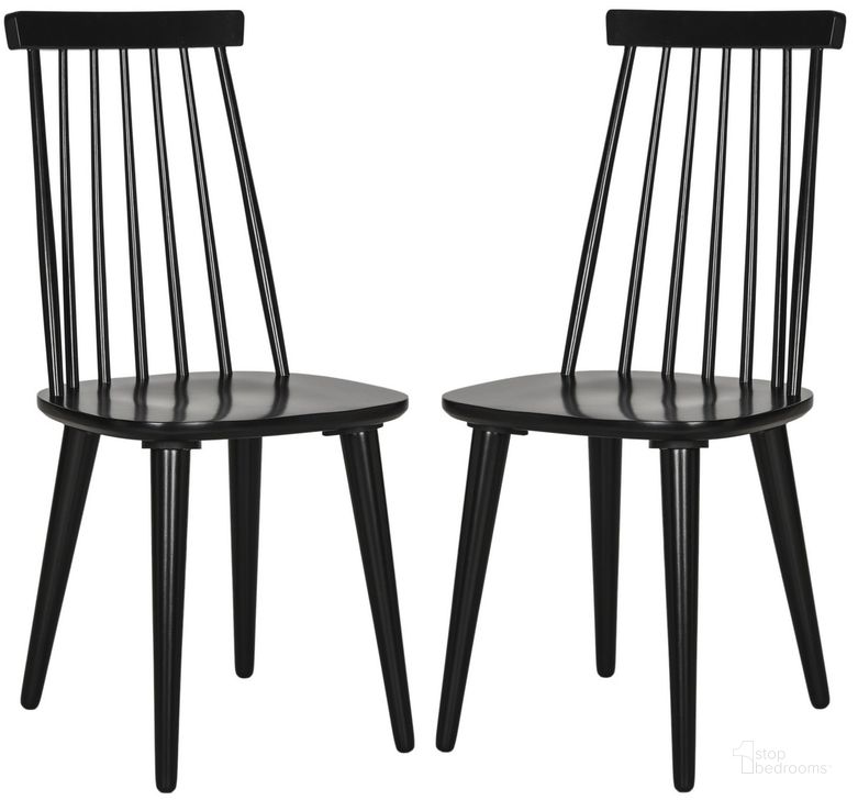 The appearance of Burris 17 Inch Spindle Side Chair in Black Set of 2 designed by Safavieh in the transitional interior design. This black piece of furniture  was selected by 1StopBedrooms from Burris Collection to add a touch of cosiness and style into your home. Sku: AMH8511A-SET2. Material: Wood. Product Type: Side Chair. Image1