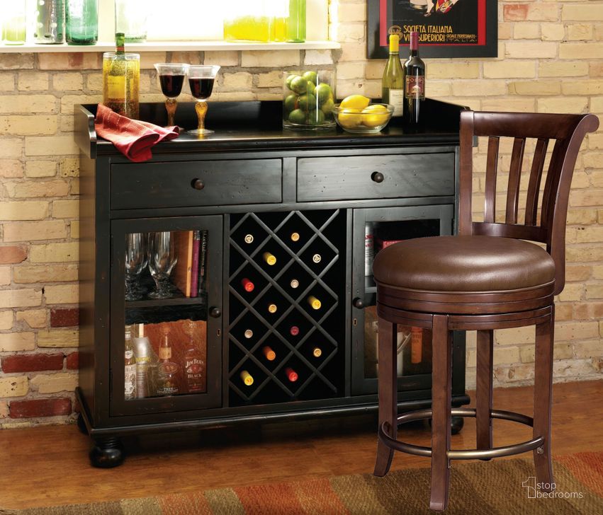 The appearance of Cabernet Hills Wine & Bar Set designed by Howard Miller in the traditional interior design. This brown piece of furniture  was selected by 1StopBedrooms from  to add a touch of cosiness and style into your home. Sku: 695002;697010. Material: Wood. Product Type: Bar Set. Image1