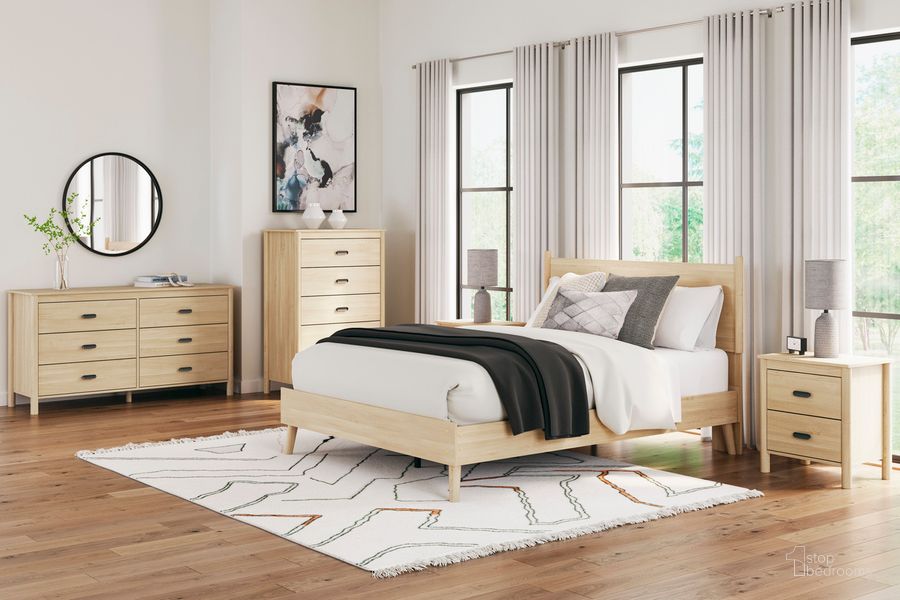The appearance of Cabinella Tan Platform Bedroom Set designed by Signature Design by Ashley in the transitional interior design. This tan piece of furniture  was selected by 1StopBedrooms from Cabinella Collection to add a touch of cosiness and style into your home. Sku: EB2444-113;EB2444-157;EB2444-292. Material: Wood. Product Type: Bedroom Set. Bed Size: Queen. Image1