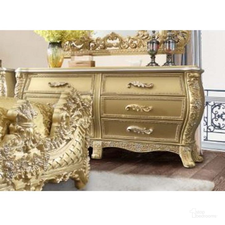 The appearance of Cabriole Dresser In Gold designed by ACME in the transitional interior design. This gold piece of furniture  was selected by 1StopBedrooms from Cabriole Collection to add a touch of cosiness and style into your home. Sku: BD01466. Product Type: Dresser. Image1