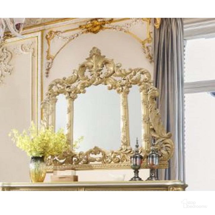 The appearance of Cabriole Mirror In Gold designed by ACME in the transitional interior design. This gold piece of furniture  was selected by 1StopBedrooms from Cabriole Collection to add a touch of cosiness and style into your home. Sku: BD01465. Product Type: Mirror. Image1