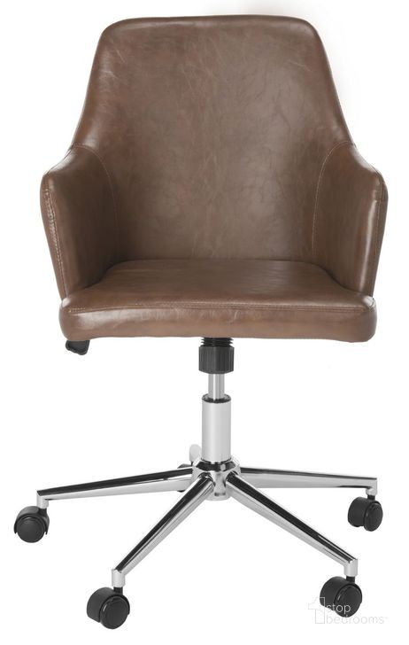 The appearance of Cadence Brown/Chrome Swivel Office Chair designed by Safavieh in the modern / contemporary interior design. This brown and chrome piece of furniture  was selected by 1StopBedrooms from Cadence Collection to add a touch of cosiness and style into your home. Sku: OCH7500A. Product Type: Office Chair. Material: Iron. Image1
