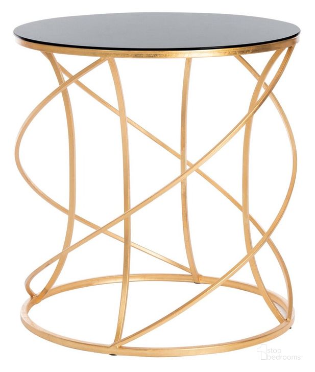 The appearance of Cagney Gold and Black Glass Top Round Accent Table designed by Safavieh in the modern / contemporary interior design. This gold and black piece of furniture  was selected by 1StopBedrooms from Cagney Collection to add a touch of cosiness and style into your home. Sku: FOX2535B. Product Type: Accent Table. Material: Iron. Image1