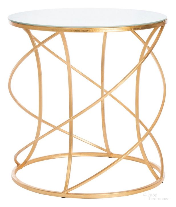 The appearance of Cagney Gold and White Glass Top Round Accent Table designed by Safavieh in the modern / contemporary interior design. This gold and white piece of furniture  was selected by 1StopBedrooms from Cagney Collection to add a touch of cosiness and style into your home. Sku: FOX2535A. Product Type: Accent Table. Material: Iron. Image1