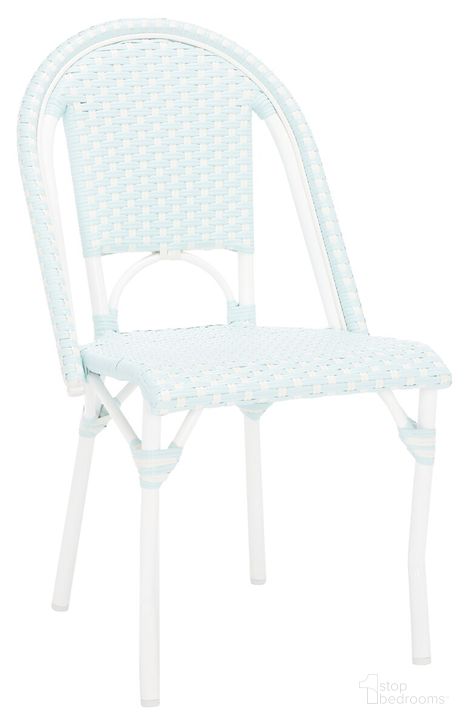 The appearance of California Side Chair Set of 2 in Blue and White designed by Safavieh in the transitional interior design. This blue and white piece of furniture  was selected by 1StopBedrooms from California Collection to add a touch of cosiness and style into your home. Sku: PAT7530G-SET2. Material: Aluminum. Product Type: Outdoor Dining Chair. Image1