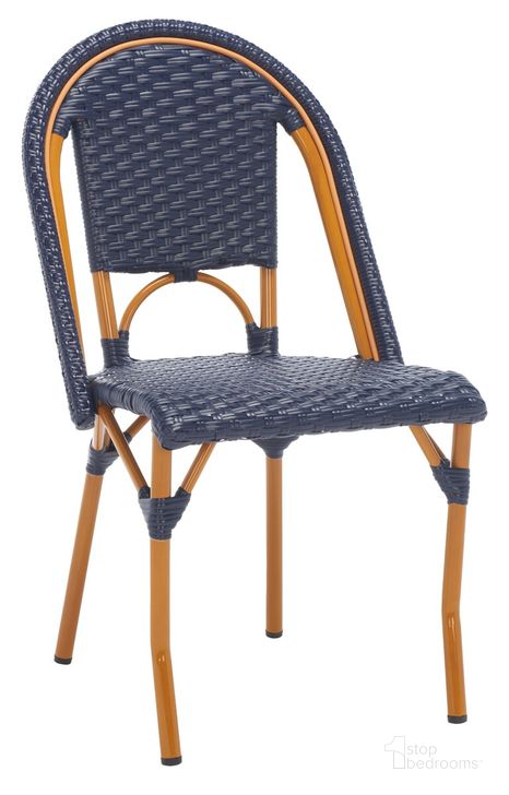 The appearance of California Side Chair Set of 2 in Navy PAT7530B-SET2 designed by Safavieh in the transitional interior design. This dark navy piece of furniture  was selected by 1StopBedrooms from California Collection to add a touch of cosiness and style into your home. Sku: PAT7530B-SET2. Material: Aluminum. Product Type: Outdoor Dining Chair. Image1