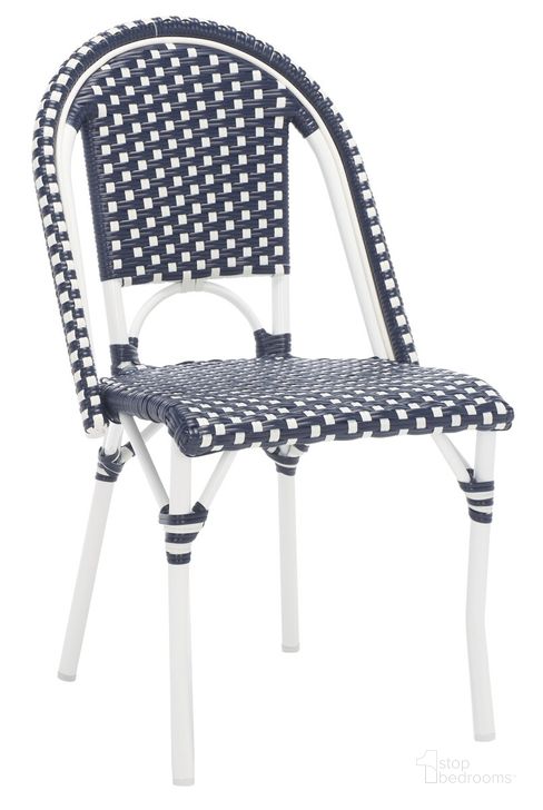 The appearance of California Side Chair Set of 2 in Navy PAT7530F-SET2 designed by Safavieh in the transitional interior design. This navy piece of furniture  was selected by 1StopBedrooms from California Collection to add a touch of cosiness and style into your home. Sku: PAT7530F-SET2. Material: Aluminum. Product Type: Outdoor Dining Chair. Image1