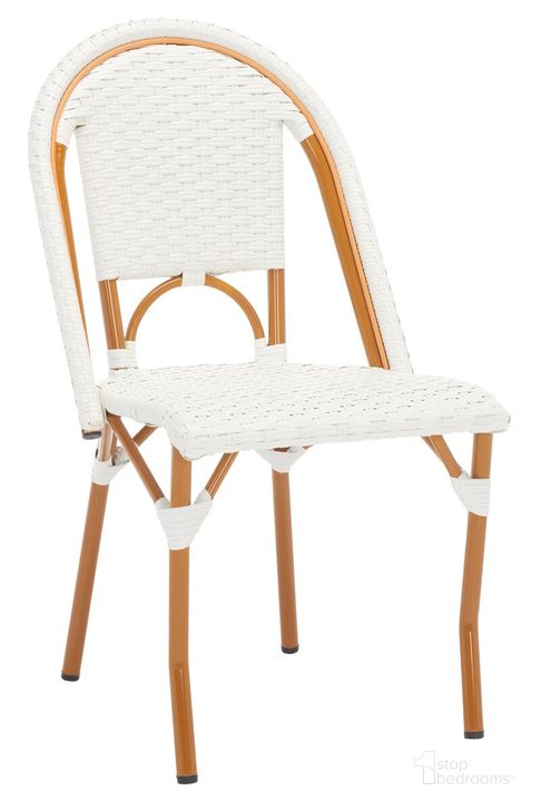 The appearance of California Side Chair Set of 2 in White designed by Safavieh in the transitional interior design. This white piece of furniture  was selected by 1StopBedrooms from California Collection to add a touch of cosiness and style into your home. Sku: PAT7530C-SET2. Material: Aluminum. Product Type: Outdoor Dining Chair. Image1