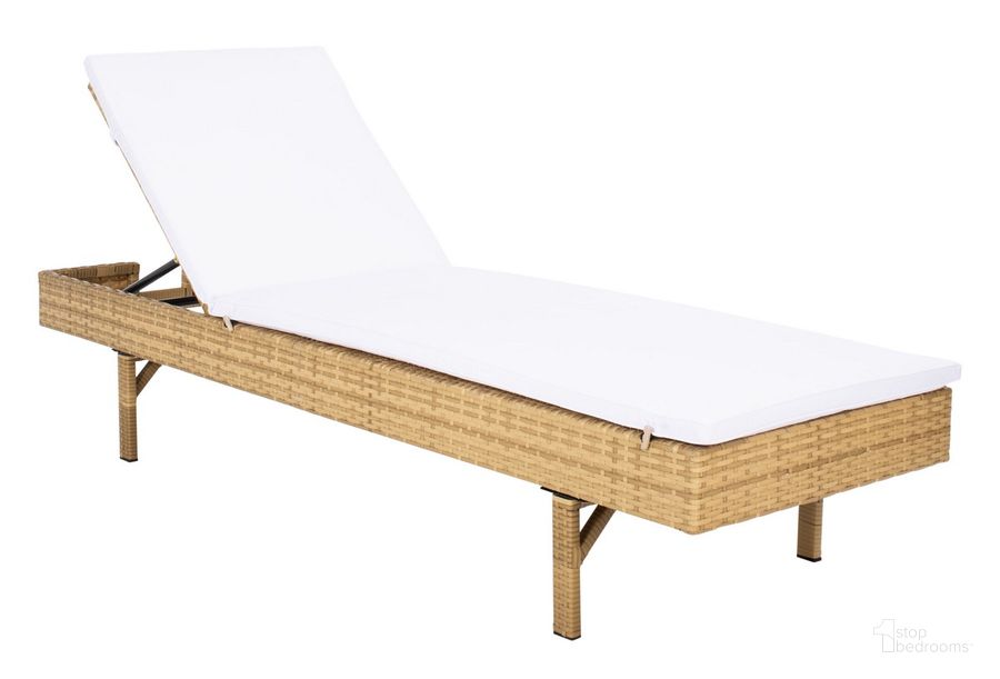 The appearance of Cam Sunlounger in Natural and White designed by Safavieh in the coastal interior design. This natural and white piece of furniture  was selected by 1StopBedrooms from Cam Collection to add a touch of cosiness and style into your home. Sku: PAT7501D. Material: Steel. Product Type: Outdoor Chaise Lounge. Image1