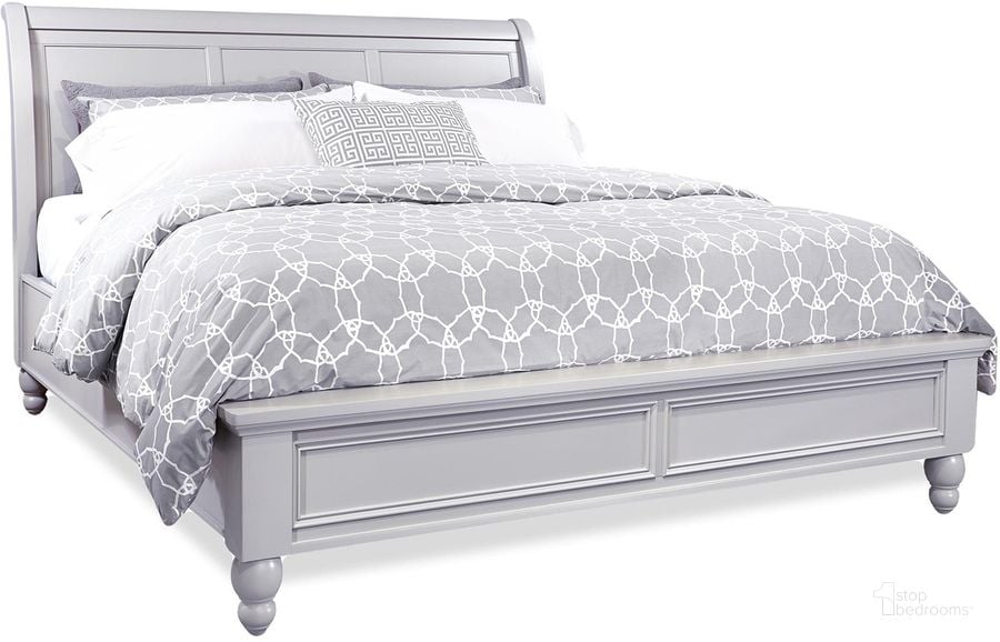 The appearance of Cambridge California King Sleigh Bed In Grey designed by Aspenhome in the transitional interior design. This grey piece of furniture  was selected by 1StopBedrooms from Cambridge Collection to add a touch of cosiness and style into your home. Sku: ICB-404-GRY-KD-1;ICB-410L-GRY-1;ICB-407-GRY-1. Bed Type: Storage Bed. Material: Wood. Product Type: Storage Bed. Bed Size: California King. Image1