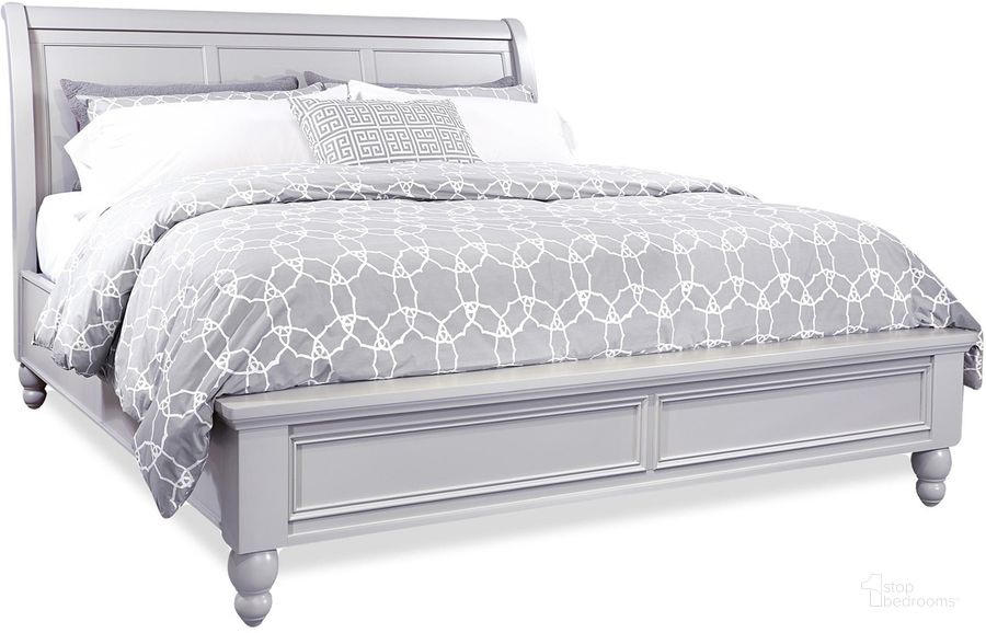 The appearance of Cambridge King Sleigh Bed In Grey designed by Aspenhome in the transitional interior design. This grey piece of furniture  was selected by 1StopBedrooms from Cambridge Collection to add a touch of cosiness and style into your home. Sku: ICB-404-GRY-KD-1;ICB-407-GRY-1;ICB-406L-GRY-1. Bed Type: Storage Bed. Material: Wood. Product Type: Storage Bed. Bed Size: King. Image1