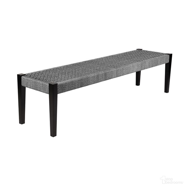 The appearance of Camino Indoor Outdoor Dining Bench In Eucalyptus Wood and Gray Rope designed by Armen Living in the modern / contemporary interior design. This gray piece of furniture  was selected by 1StopBedrooms from Camino Collection to add a touch of cosiness and style into your home. Sku: 840254336018. Product Type: Outdoor Bench. Material: Rope. Image1