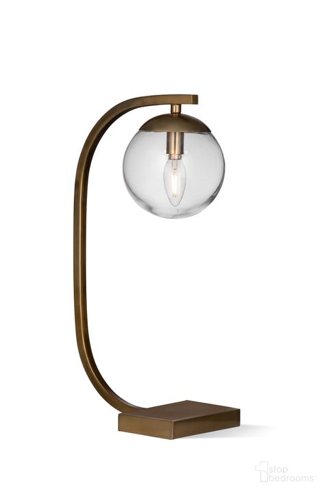 The appearance of Camry Desk Lamp In Gold designed by Bassett Mirror Company in the modern / contemporary interior design. This gold piece of furniture  was selected by 1StopBedrooms from  to add a touch of cosiness and style into your home. Sku: L4284T. Product Type: Desk Lamp. Material: Iron. Image1