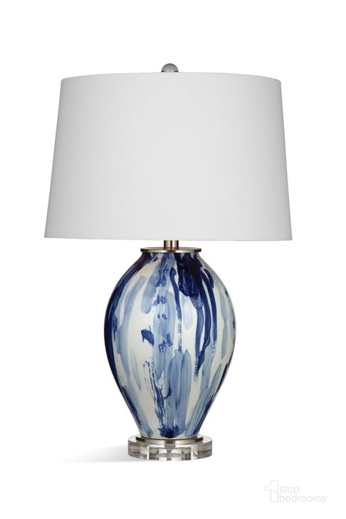 The appearance of Canady Table Lamp In Blue and White and Crystal designed by Bassett Mirror Company in the traditional interior design. This blue and white piece of furniture  was selected by 1StopBedrooms from  to add a touch of cosiness and style into your home. Sku: L4275T. Material: Ceramic. Product Type: Table Lamp. Image1