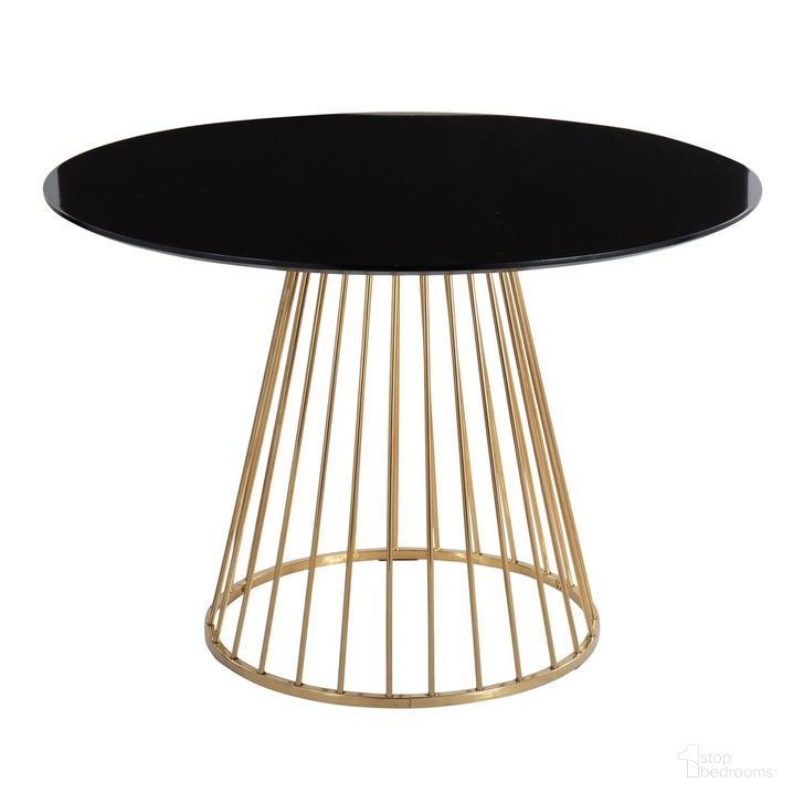 The appearance of Canary Dining Table In Gold designed by Lumisource in the modern / contemporary interior design. This gold piece of furniture  was selected by 1StopBedrooms from Canary Collection to add a touch of cosiness and style into your home. Sku: DT-CANARY2 AUNCBK. Table Base Style: Pedestal. Table Top Shape: Round. Product Type: Dining Table. Material: MDF. Size: 44". Image1