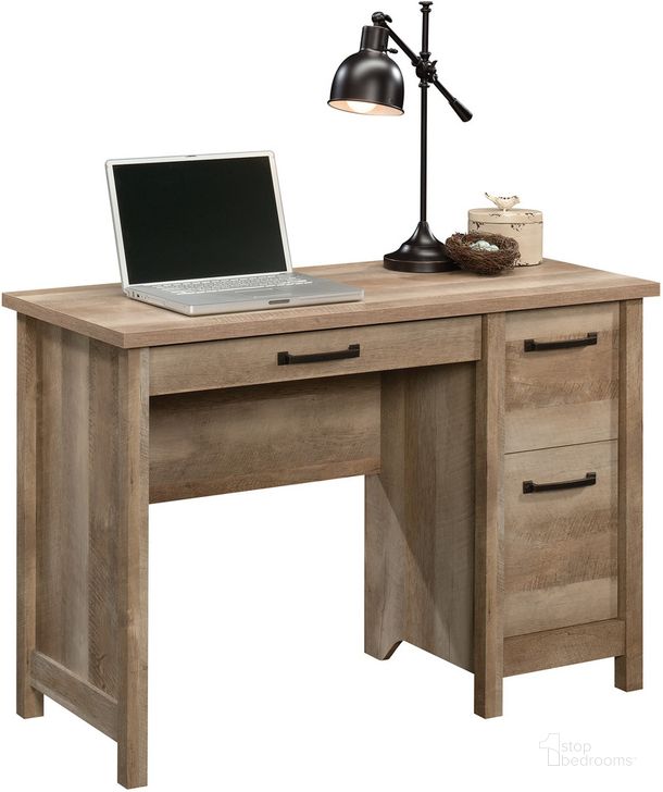 The appearance of Cannery Bridge Desk In Lintel Oak designed by Sauder in the country / farmhouse interior design. This lintel oak piece of furniture  was selected by 1StopBedrooms from Cannery Bridge Collection to add a touch of cosiness and style into your home. Sku: 426140. Product Type: Desk. Material: Engineered Wood. Image1