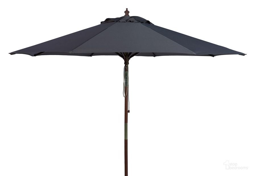 The appearance of Cannes Grey 9 Wooden Outdoor Umbrella designed by Safavieh in the modern / contemporary interior design. This grey piece of furniture  was selected by 1StopBedrooms from Cannes Collection to add a touch of cosiness and style into your home. Sku: PAT8009B. Material: Steel. Product Type: Umbrella. Image1