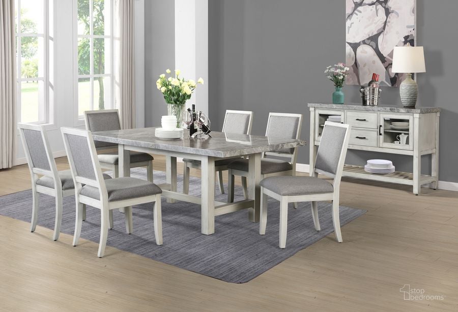 The appearance of Canova 7Pc Dining Set designed by Steve Silver in the country / farmhouse interior design. This white piece of furniture  was selected by 1StopBedrooms from Canova Collection to add a touch of cosiness and style into your home. Sku: CV500GT;CV500SG;CV500SG;CV500SG;CV500SG;CV500SG;CV500SG. Material: Wood. Product Type: Dining Room Set. Image1