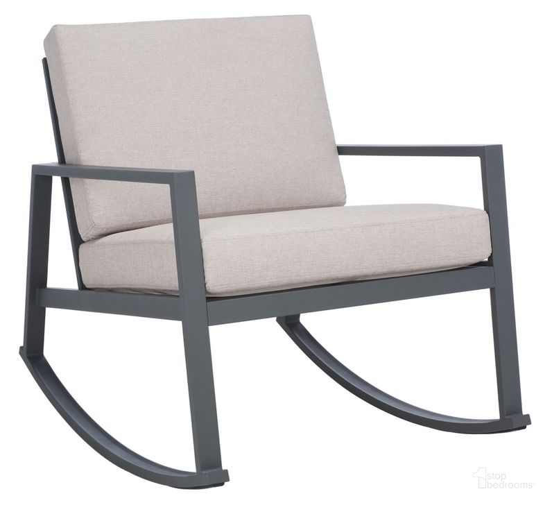 The appearance of Cantor Rocking Chair in Grey designed by Safavieh in the modern / contemporary interior design. This grey piece of furniture  was selected by 1StopBedrooms from Cantor Collection to add a touch of cosiness and style into your home. Sku: PAT7727B. Material: Steel. Product Type: Outdoor Set. Image1