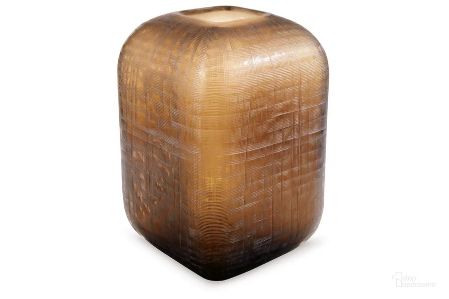 The appearance of Capard Vase In Brown designed by Signature Design by Ashley in the modern / contemporary interior design. This brown piece of furniture  was selected by 1StopBedrooms from Capard Collection to add a touch of cosiness and style into your home. Sku: A2900004. Material: Glass. Product Type: Vase. Image1