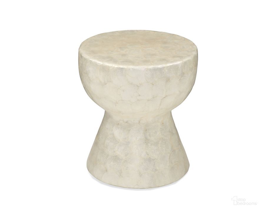 The appearance of Capiz Accent Table In White designed by Bassett Mirror Company in the coastal interior design. This white piece of furniture  was selected by 1StopBedrooms from  to add a touch of cosiness and style into your home. Sku: 9565-LR-224. Material: Fabric. Product Type: Accent Table.
