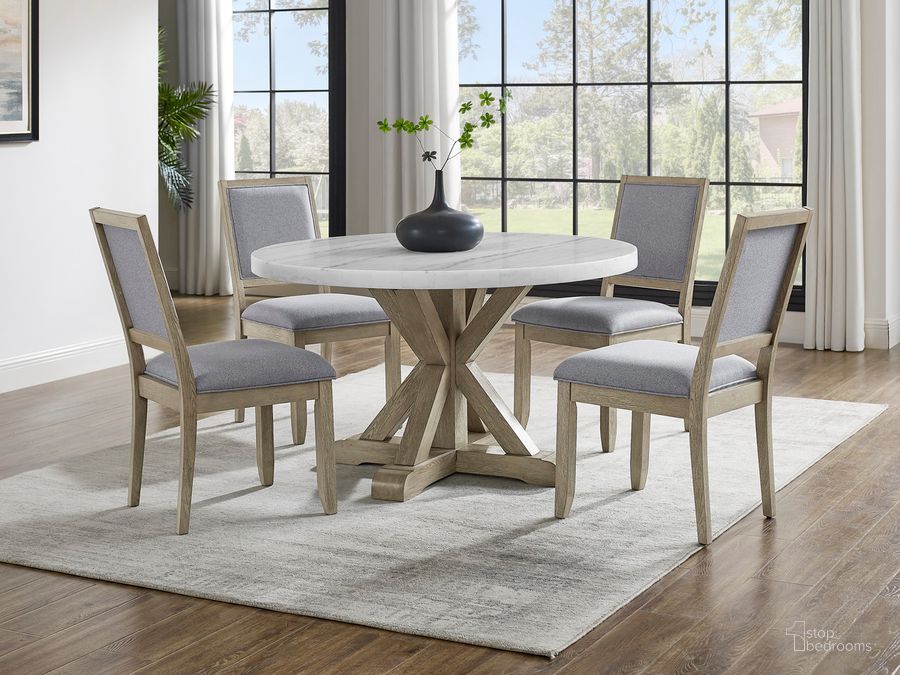 The appearance of Carena Round Dining Room Set In White designed by Steve Silver in the country / farmhouse interior design. This white piece of furniture  was selected by 1StopBedrooms from Carena Collection to add a touch of cosiness and style into your home. Sku: CA520DB;CA520SG;CA520SG;CA520WMT. Product Type: Dining Room Set. Material: MDF. Image1