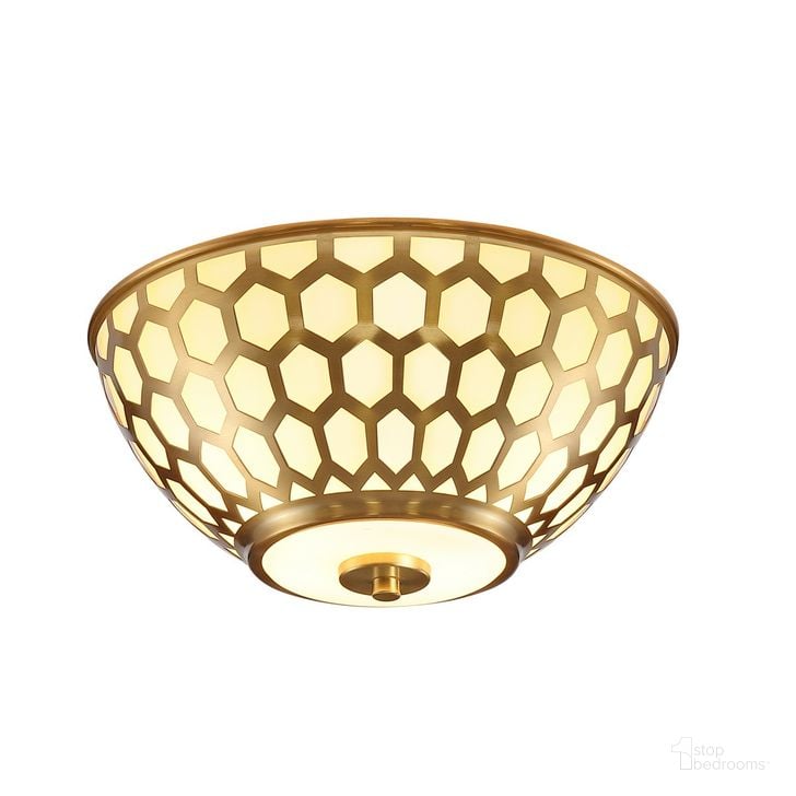 The appearance of Carlina Flush Mount in Gold designed by Safavieh in the modern / contemporary interior design. This gold piece of furniture  was selected by 1StopBedrooms from Carlina Collection to add a touch of cosiness and style into your home. Sku: FLU4083A. Product Type: Flush Mount. Material: Iron. Image1